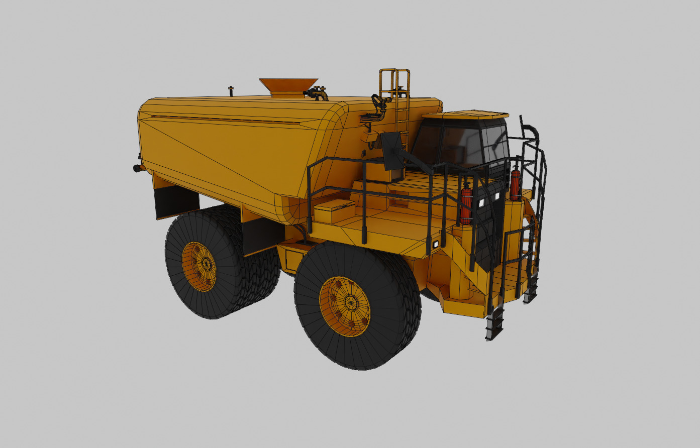 Off-Highway Water Truck - Heavy Vehicle Low-poly 3D model_11