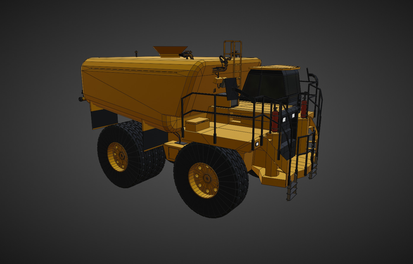 Off-Highway Water Truck - Heavy Vehicle Low-poly 3D model_12