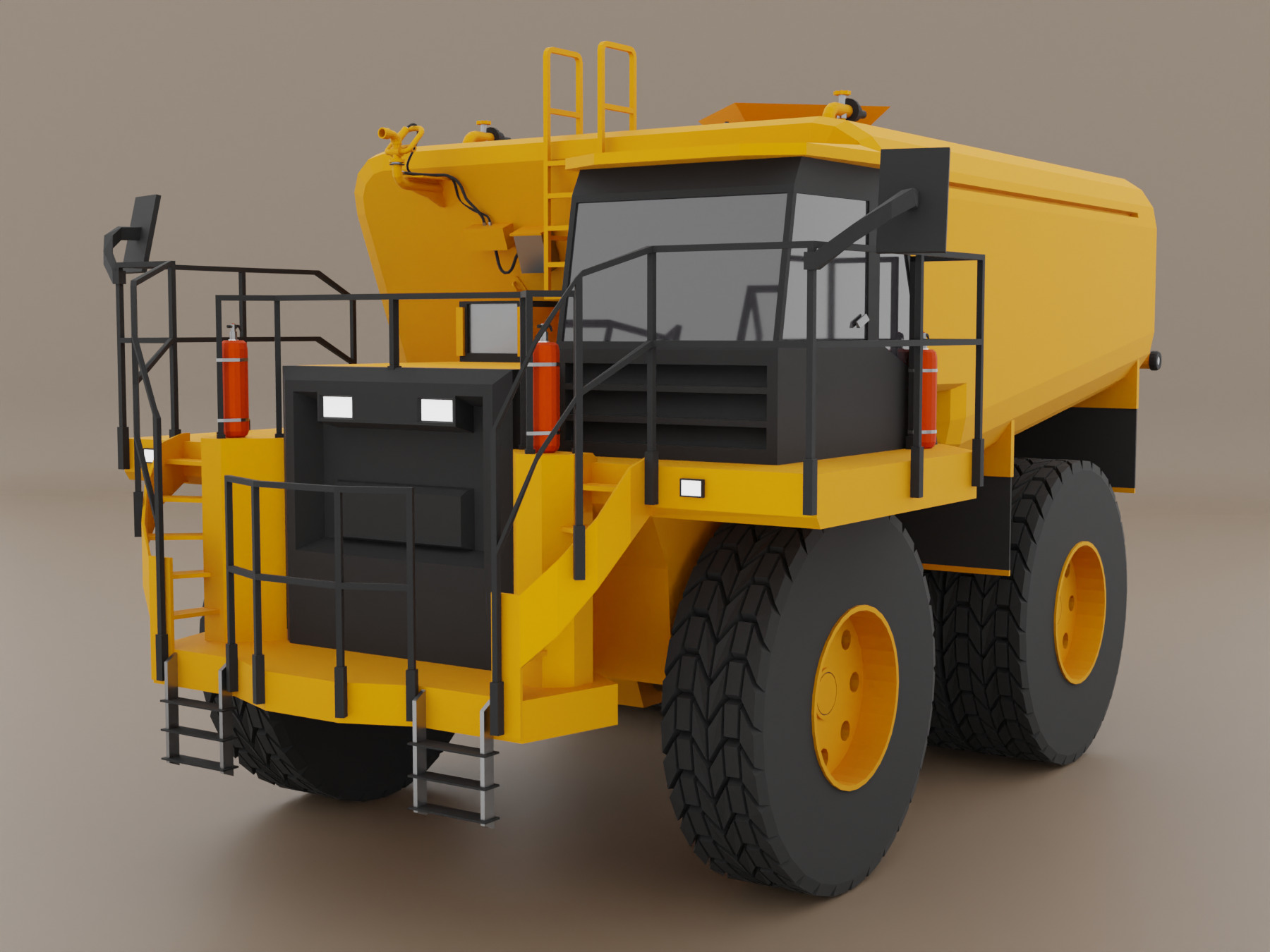 Off-Highway Water Truck - Heavy Vehicle Low-poly 3D model_5
