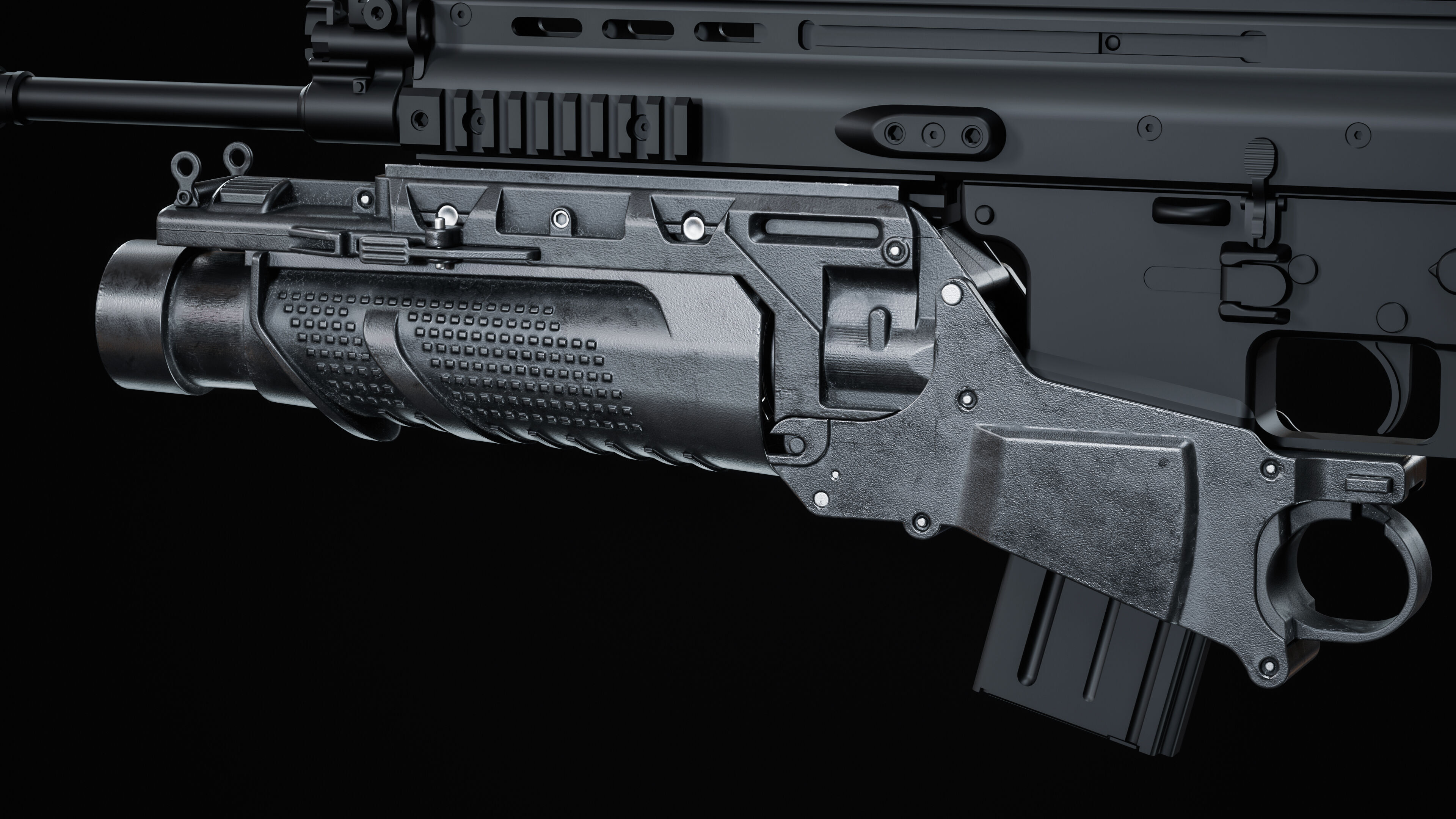 grenade launcher FN 40 GL Low-poly 3D model_1