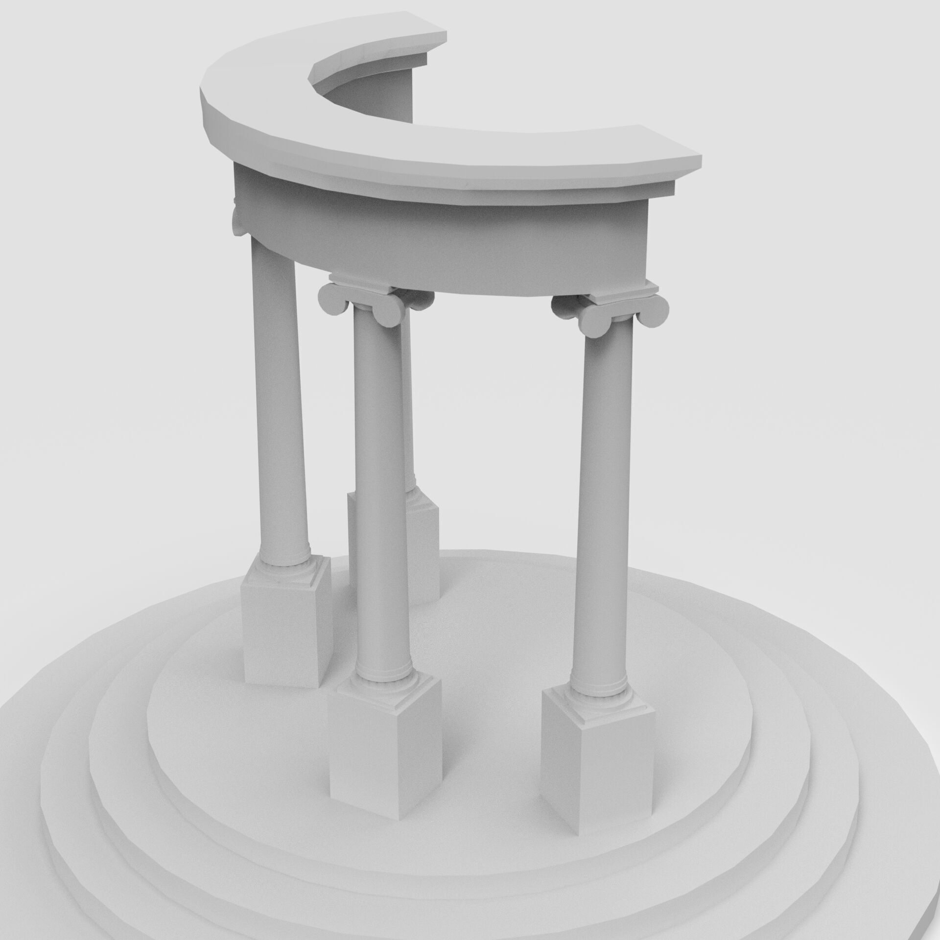 Neoclassical Circular Pavilion Low poly Low-poly 3D model_16
