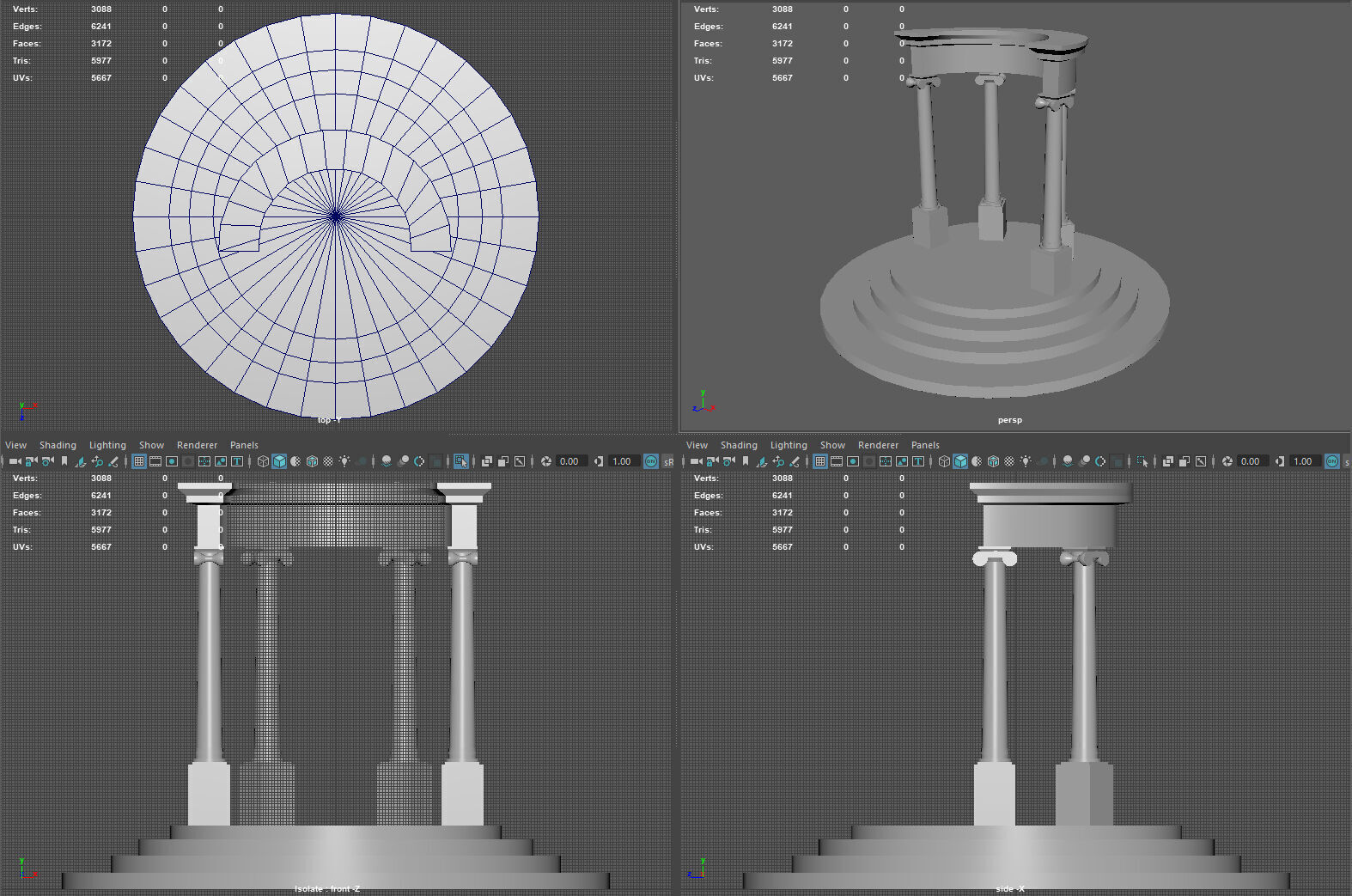 Neoclassical Circular Pavilion Low poly Low-poly 3D model_9