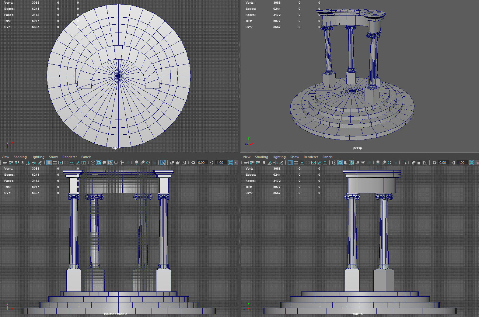 Neoclassical Circular Pavilion Low poly Low-poly 3D model_10