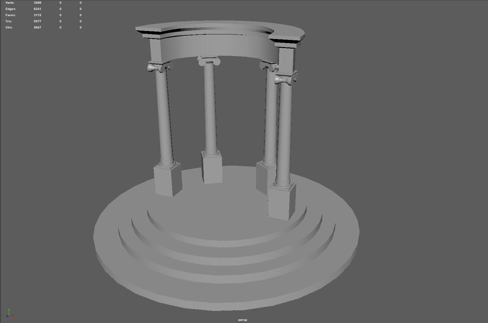 Neoclassical Circular Pavilion Low poly Low-poly 3D model_6