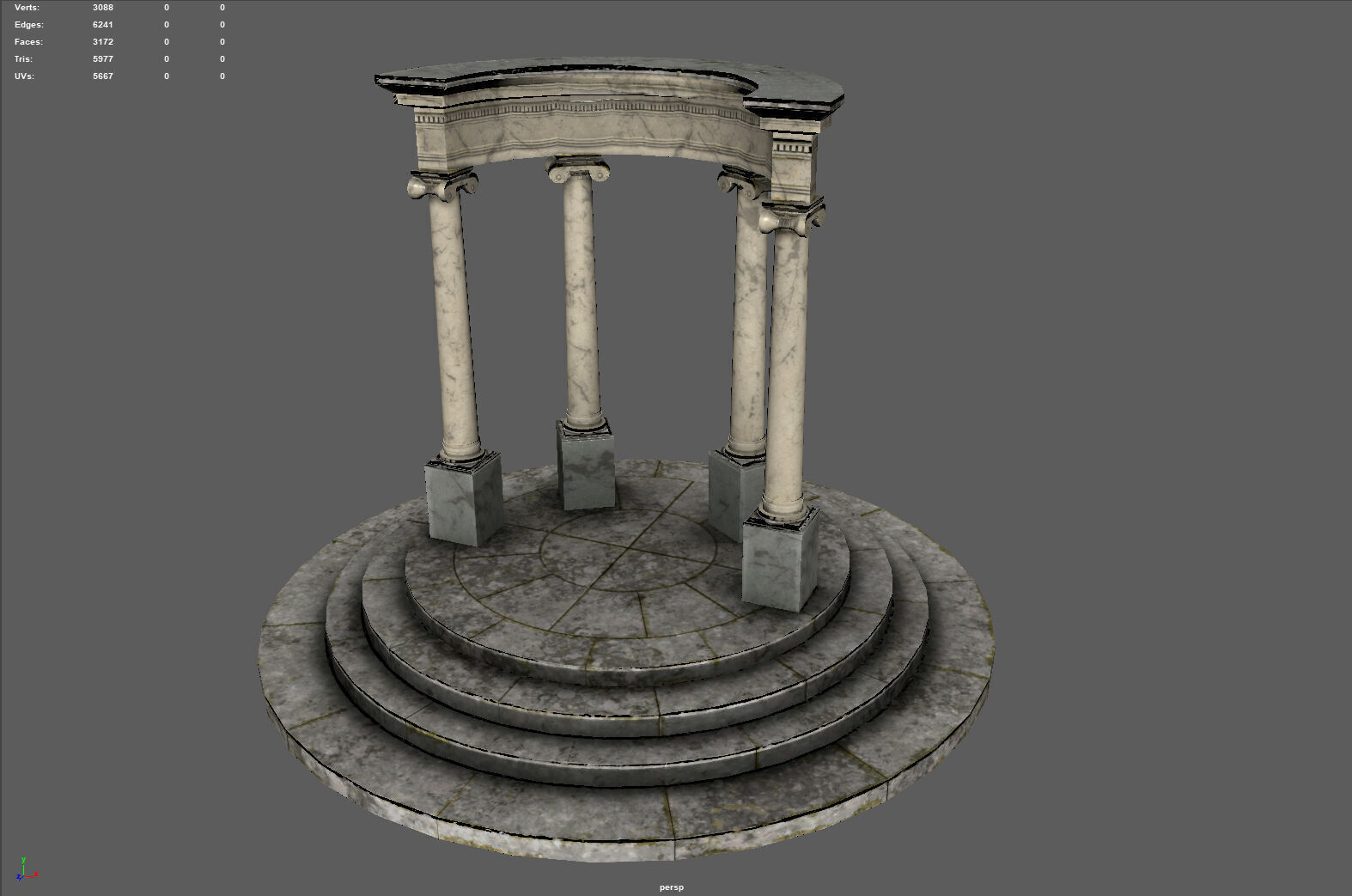 Neoclassical Circular Pavilion Low poly Low-poly 3D model_4