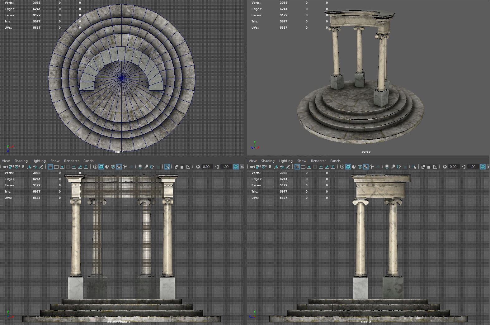 Neoclassical Circular Pavilion Low poly Low-poly 3D model_8