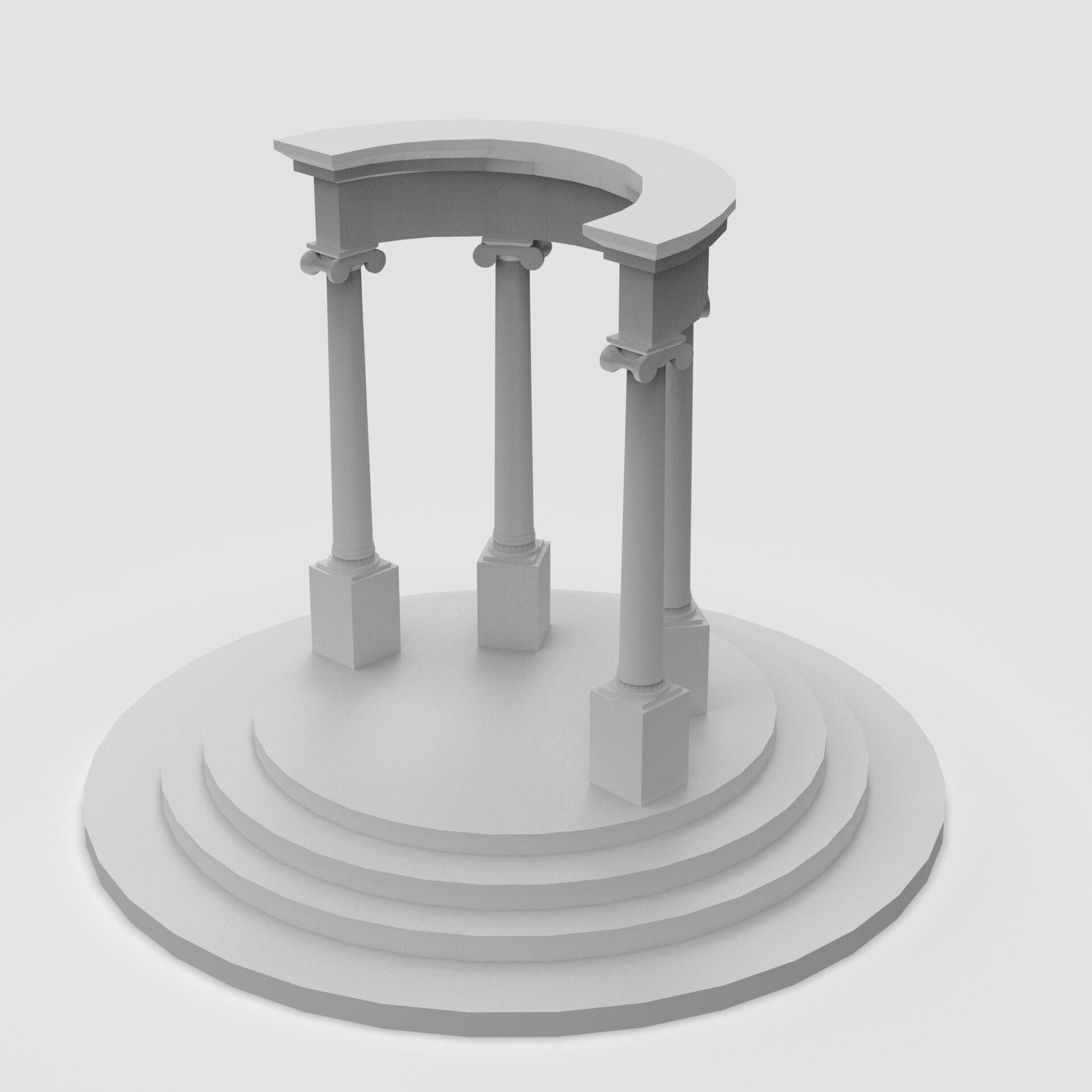 Neoclassical Circular Pavilion Low poly Low-poly 3D model_5