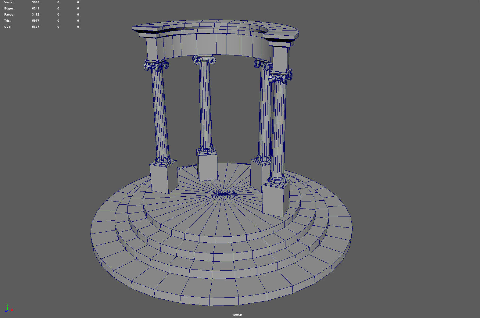 Neoclassical Circular Pavilion Low poly Low-poly 3D model_7