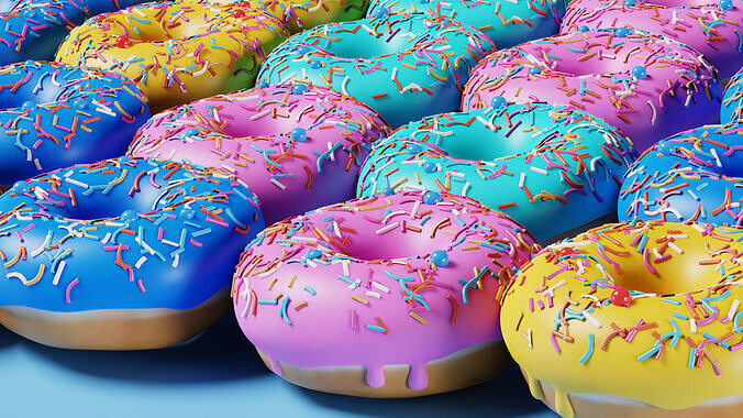 Colorful Donuts Scene  High-Quality 3D Model for Blender 3D model