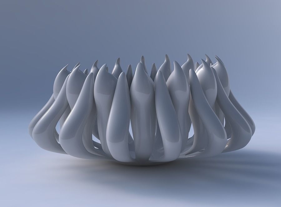 Bowl two layered flower long top 3D print model_4