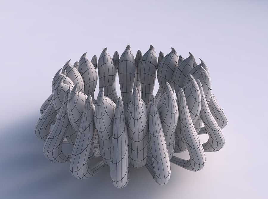 Bowl two layered flower long top 3D print model_5