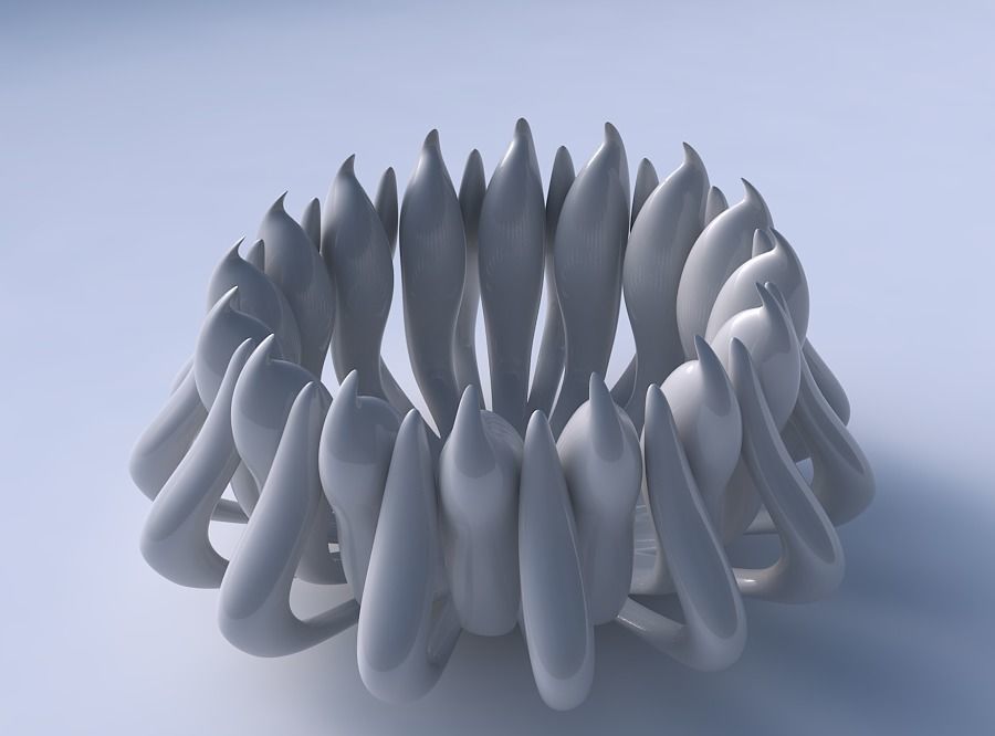 Bowl two layered flower long top 3D print model_3