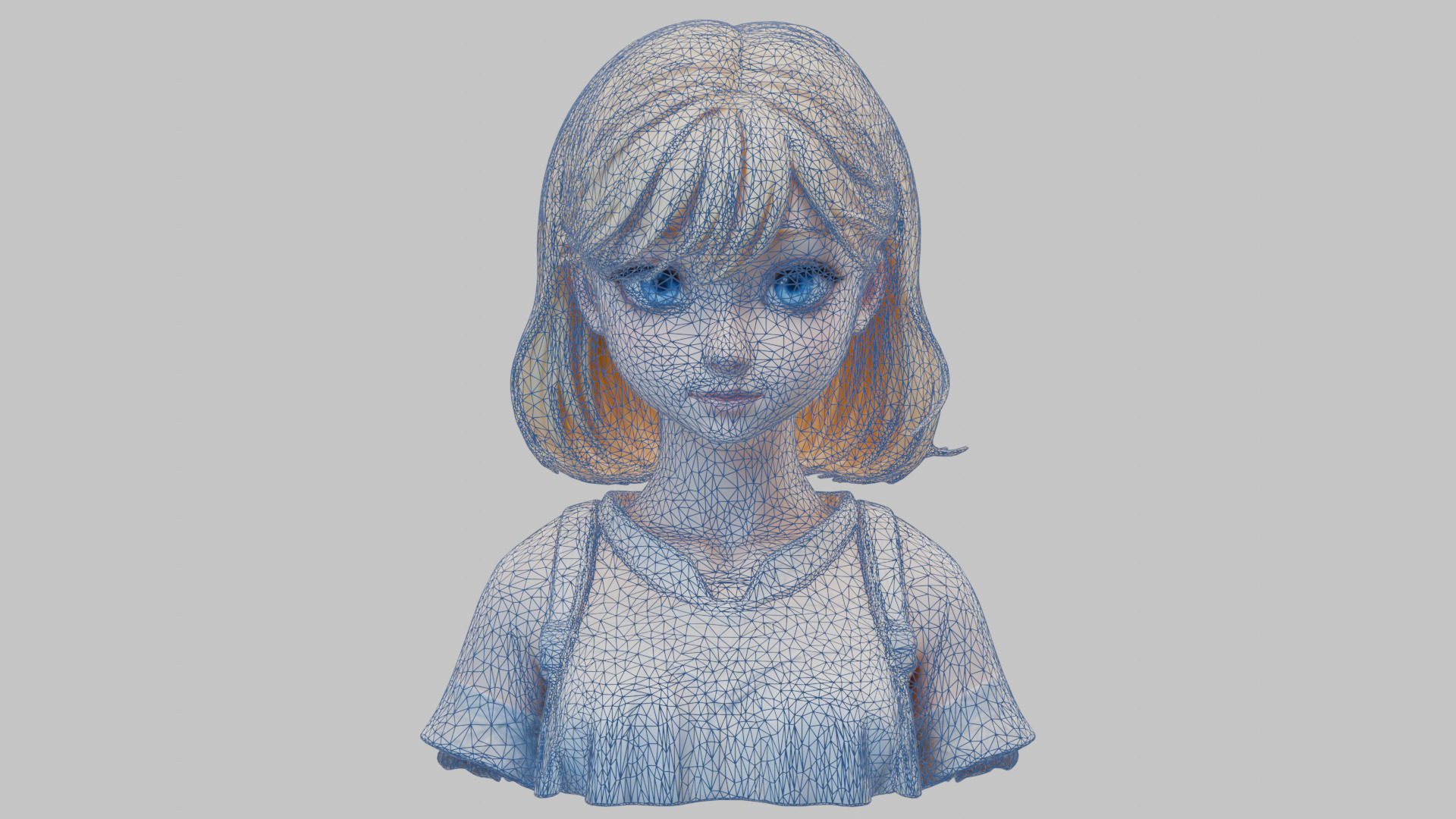 Child Anime Girl Realistic Head and Body Bust  2 Pack Low-poly 3D model_33