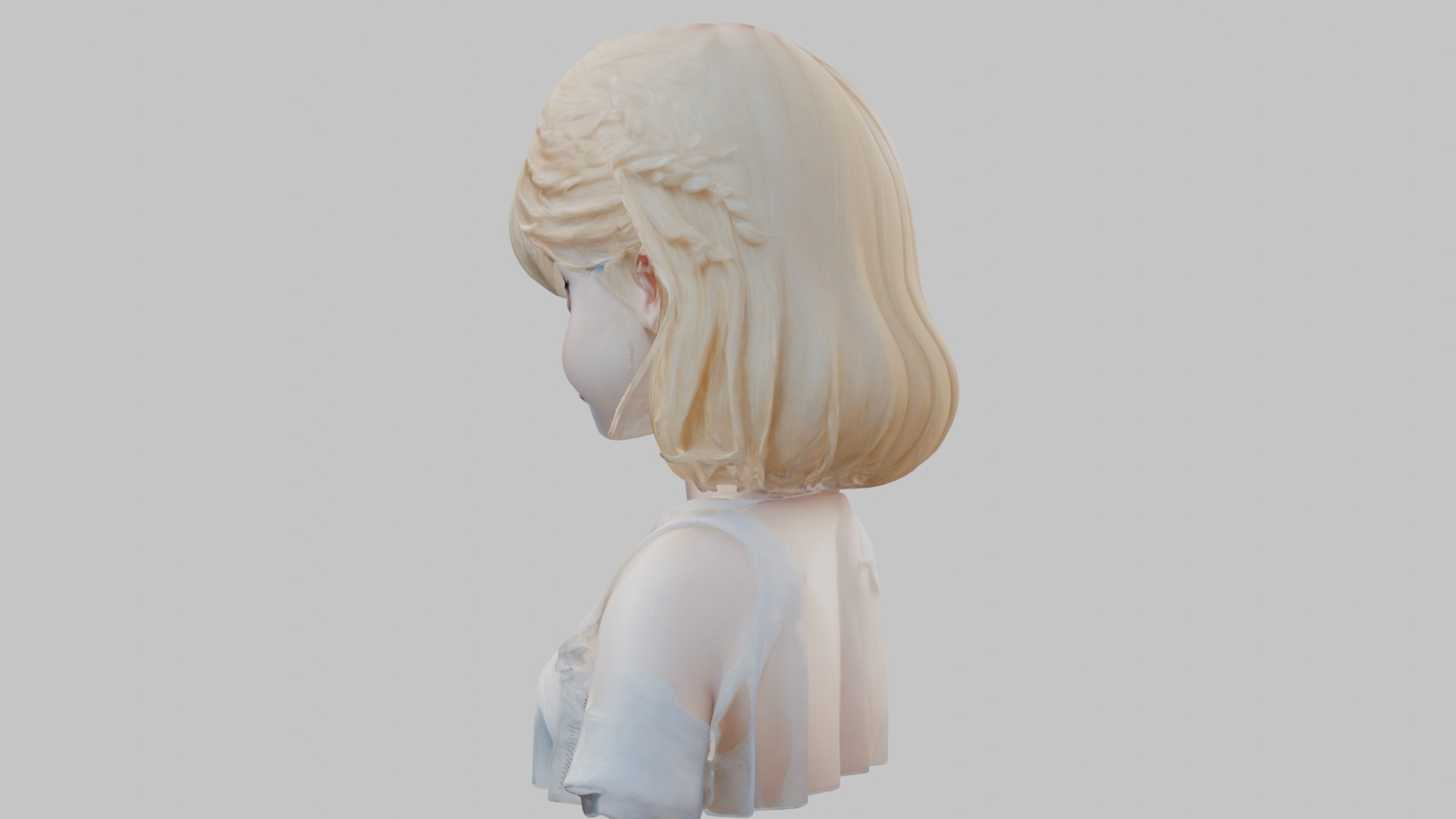 Child Anime Girl Realistic Head and Body Bust  2 Pack Low-poly 3D model_4