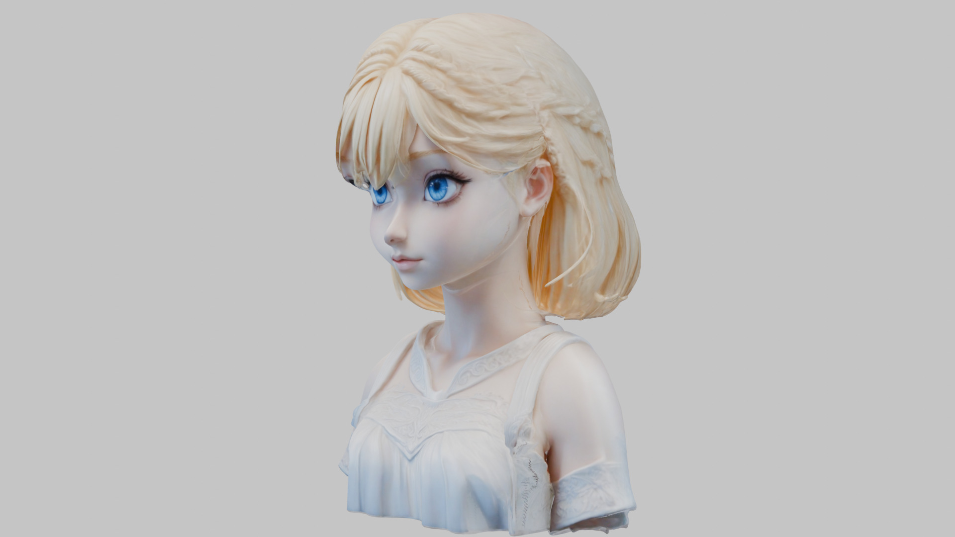 Child Anime Girl Realistic Head and Body Bust  2 Pack Low-poly 3D model_7