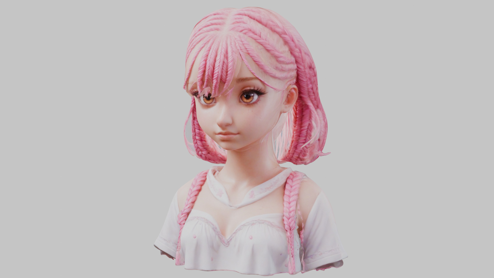 Child Anime Girl Realistic Head and Body Bust  2 Pack Low-poly 3D model_24
