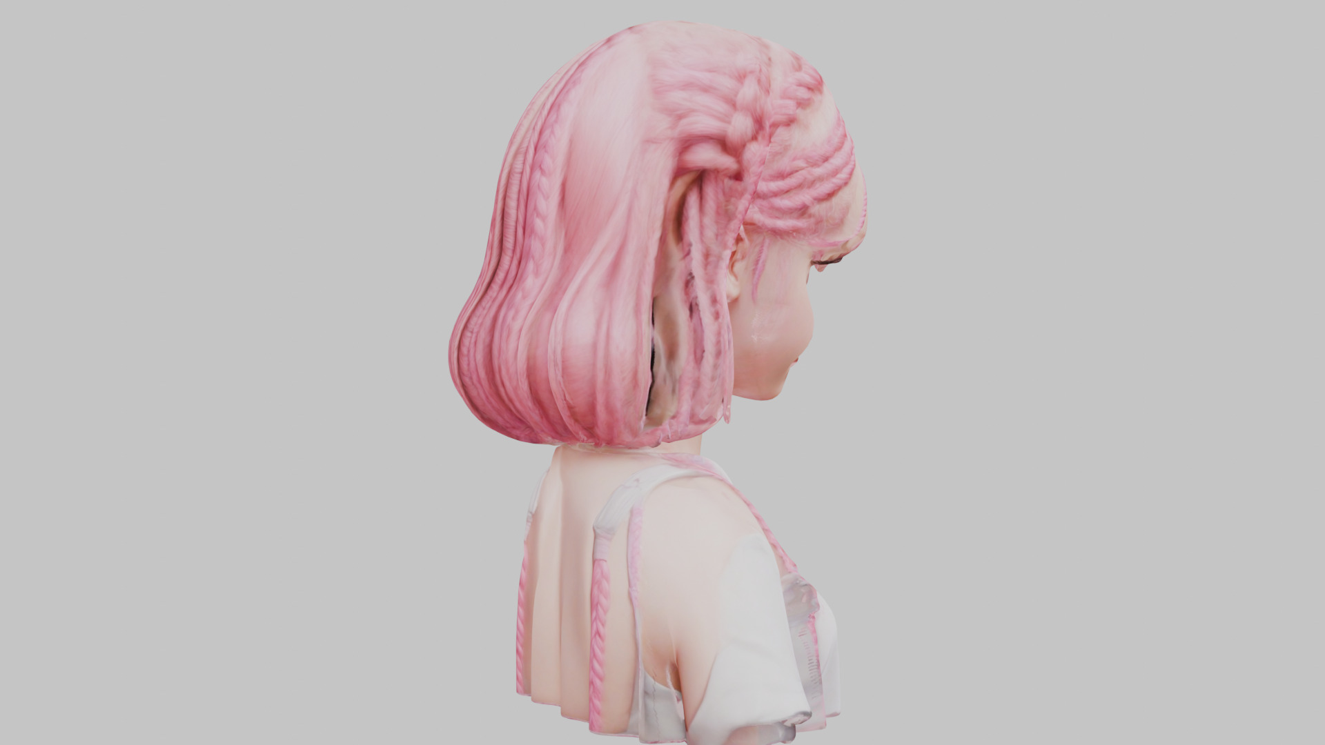 Child Anime Girl Realistic Head and Body Bust  2 Pack Low-poly 3D model_29