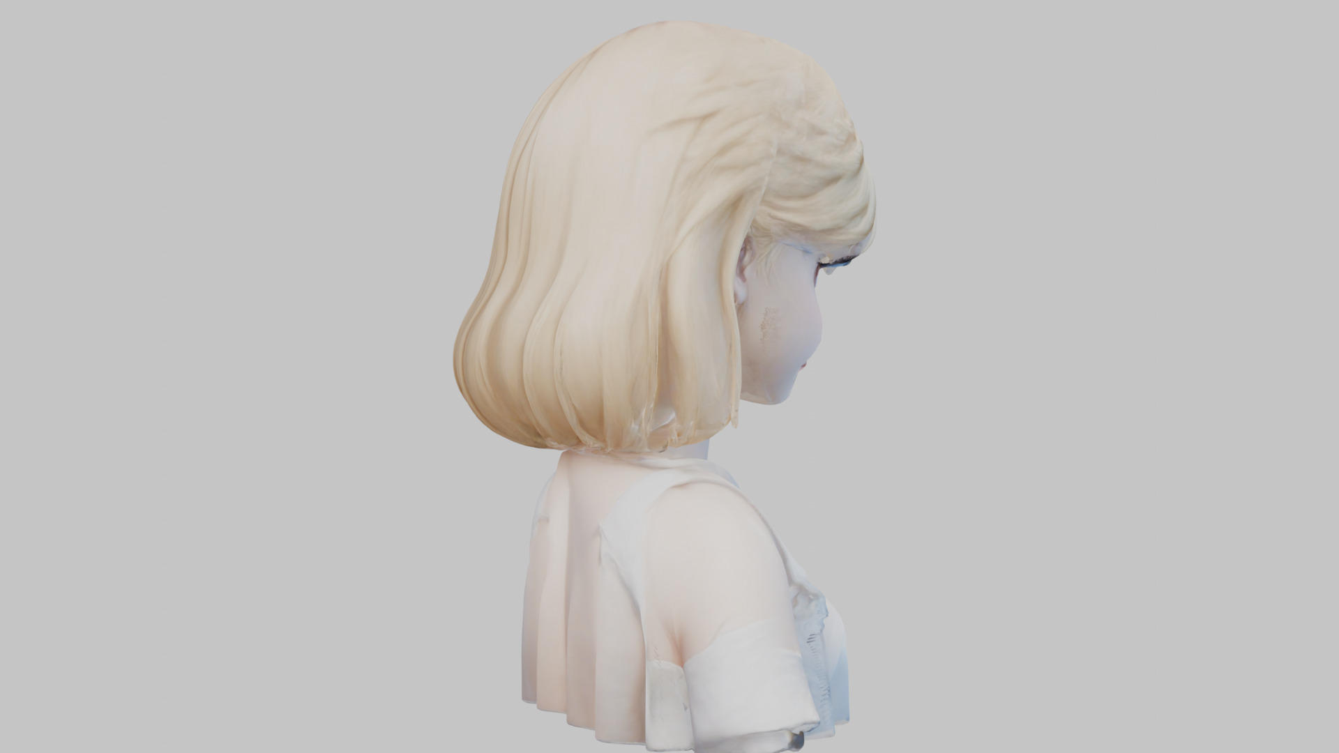 Child Anime Girl Realistic Head and Body Bust  2 Pack Low-poly 3D model_13