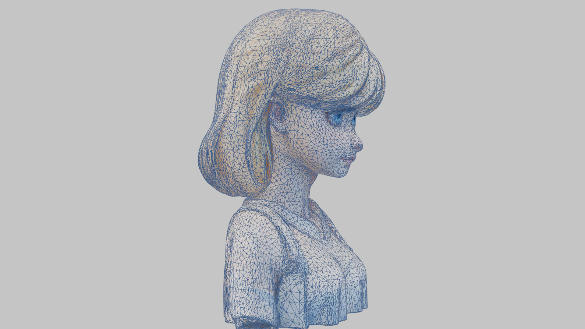 Child Anime Girl Realistic Head and Body Bust  2 Pack Low-poly 3D model_36