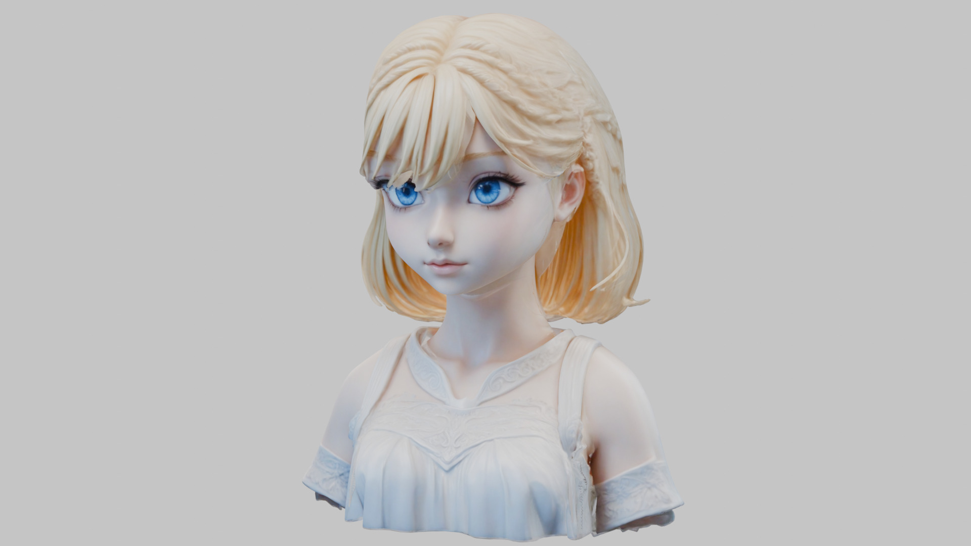 Child Anime Girl Realistic Head and Body Bust  2 Pack Low-poly 3D model_8