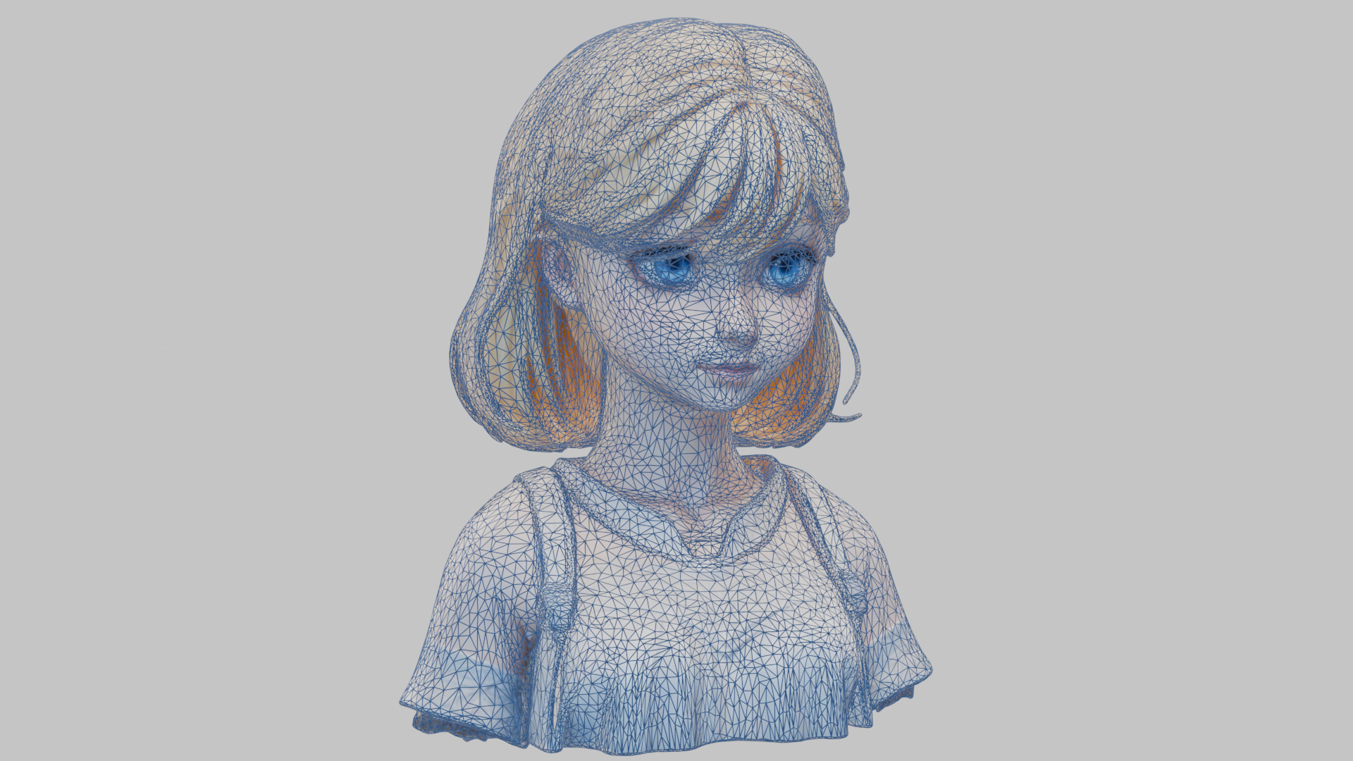 Child Anime Girl Realistic Head and Body Bust  2 Pack Low-poly 3D model_34