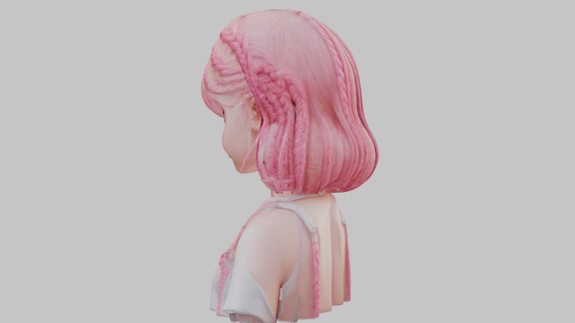 Child Anime Girl Realistic Head and Body Bust  2 Pack Low-poly 3D model_20