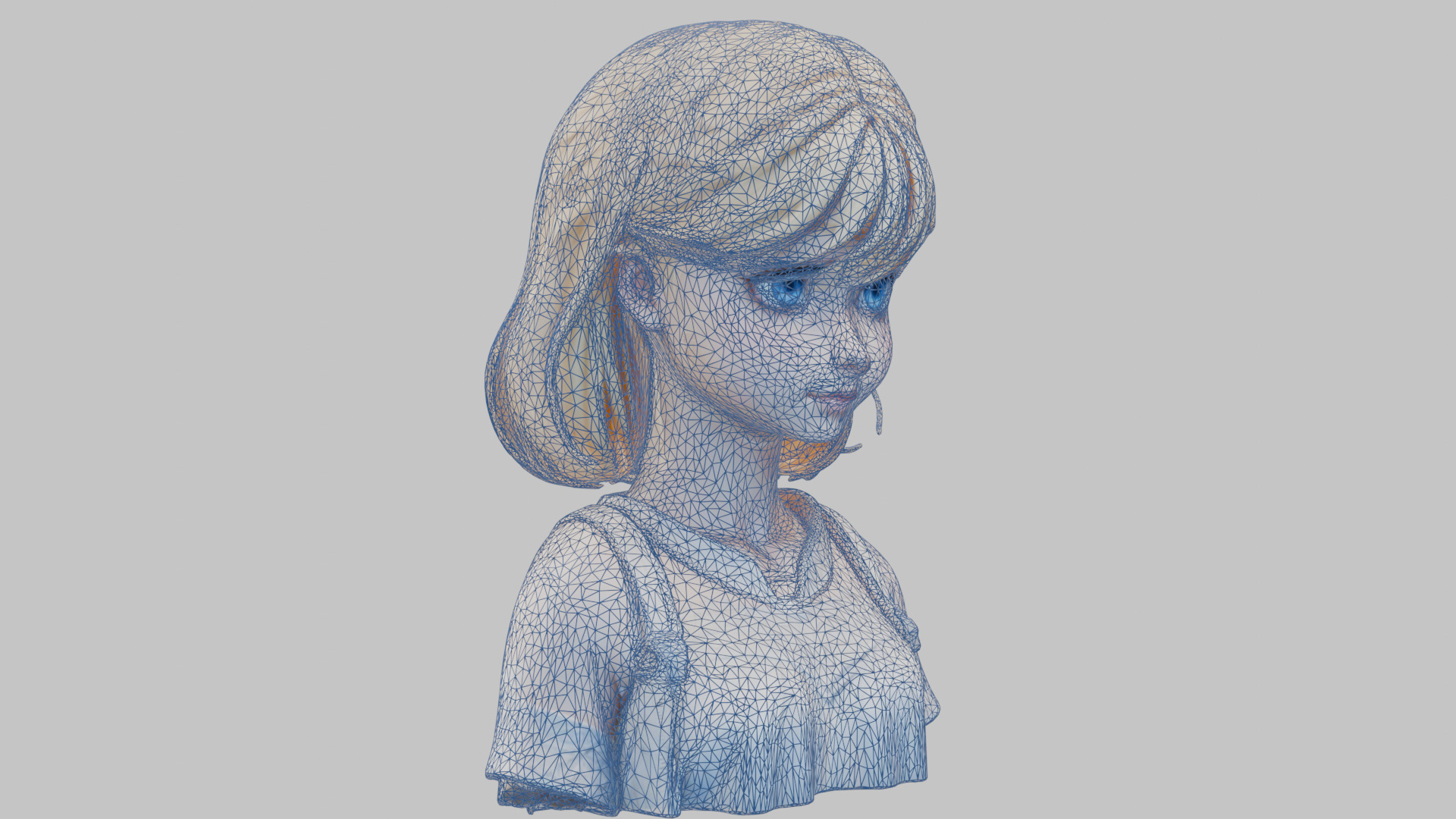 Child Anime Girl Realistic Head and Body Bust  2 Pack Low-poly 3D model_35