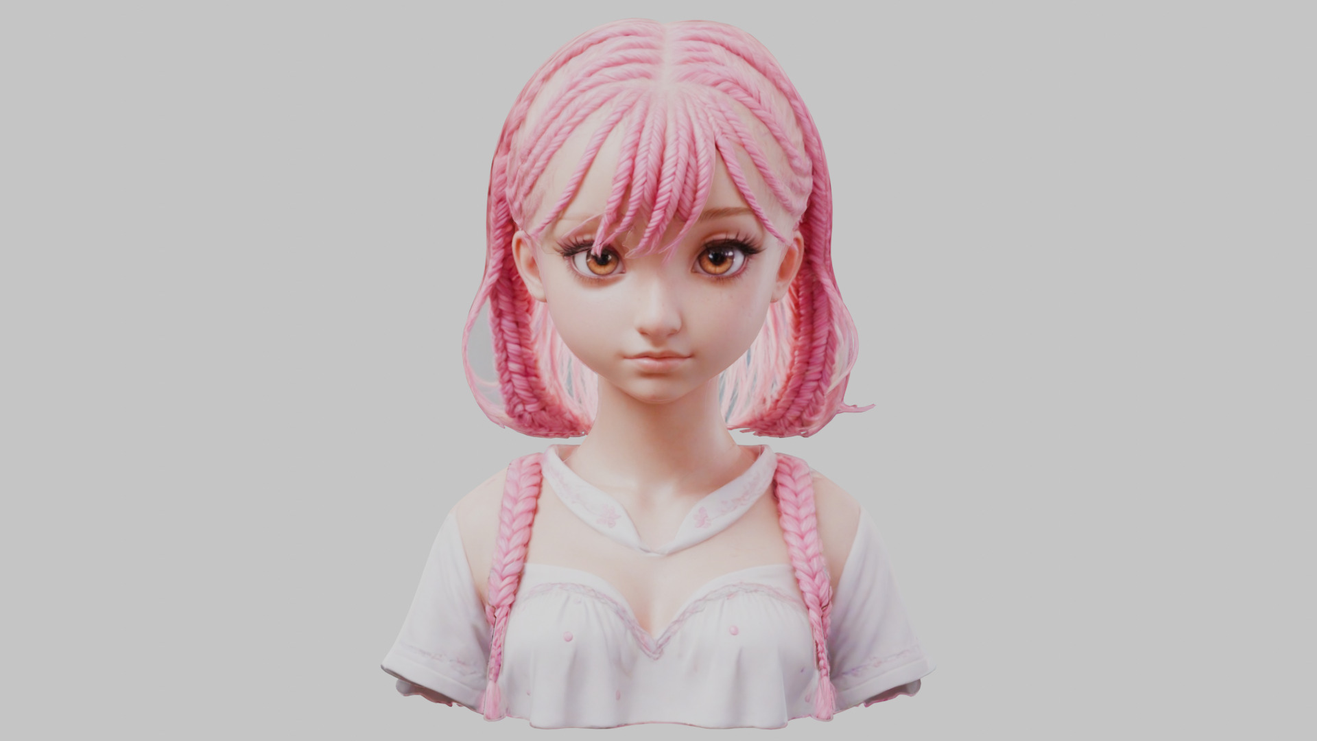 Child Anime Girl Realistic Head and Body Bust  2 Pack Low-poly 3D model_17