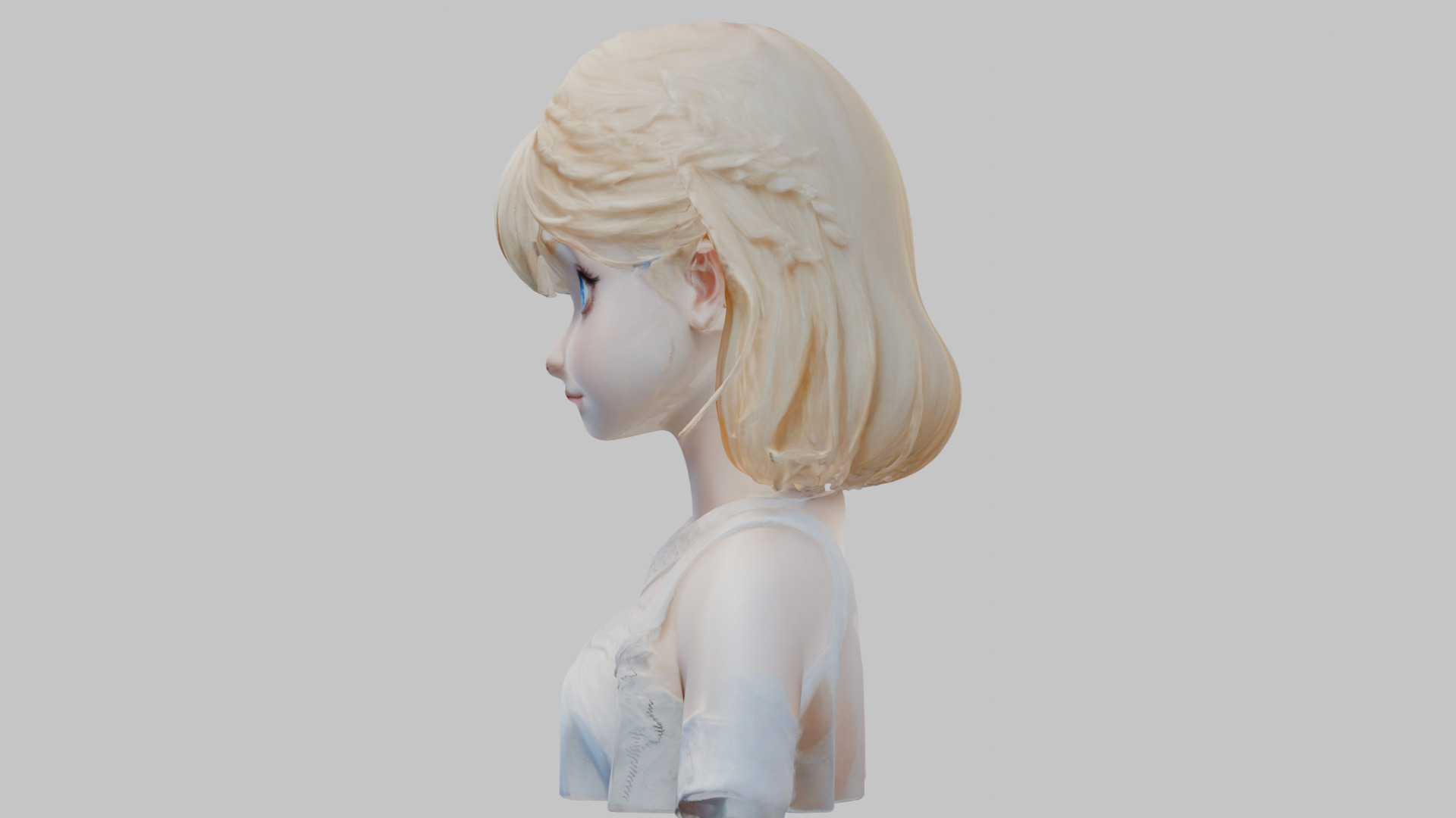Child Anime Girl Realistic Head and Body Bust  2 Pack Low-poly 3D model_5