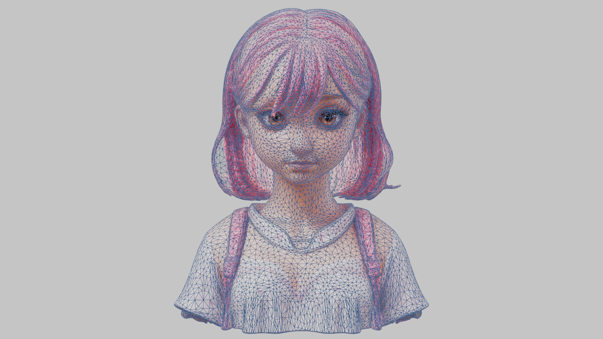 Child Anime Girl Realistic Head and Body Bust  2 Pack Low-poly 3D model_49