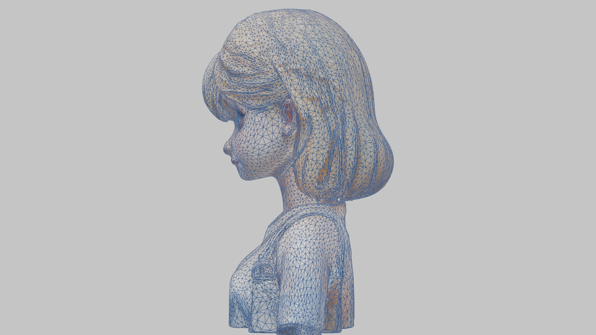 Child Anime Girl Realistic Head and Body Bust  2 Pack Low-poly 3D model_45