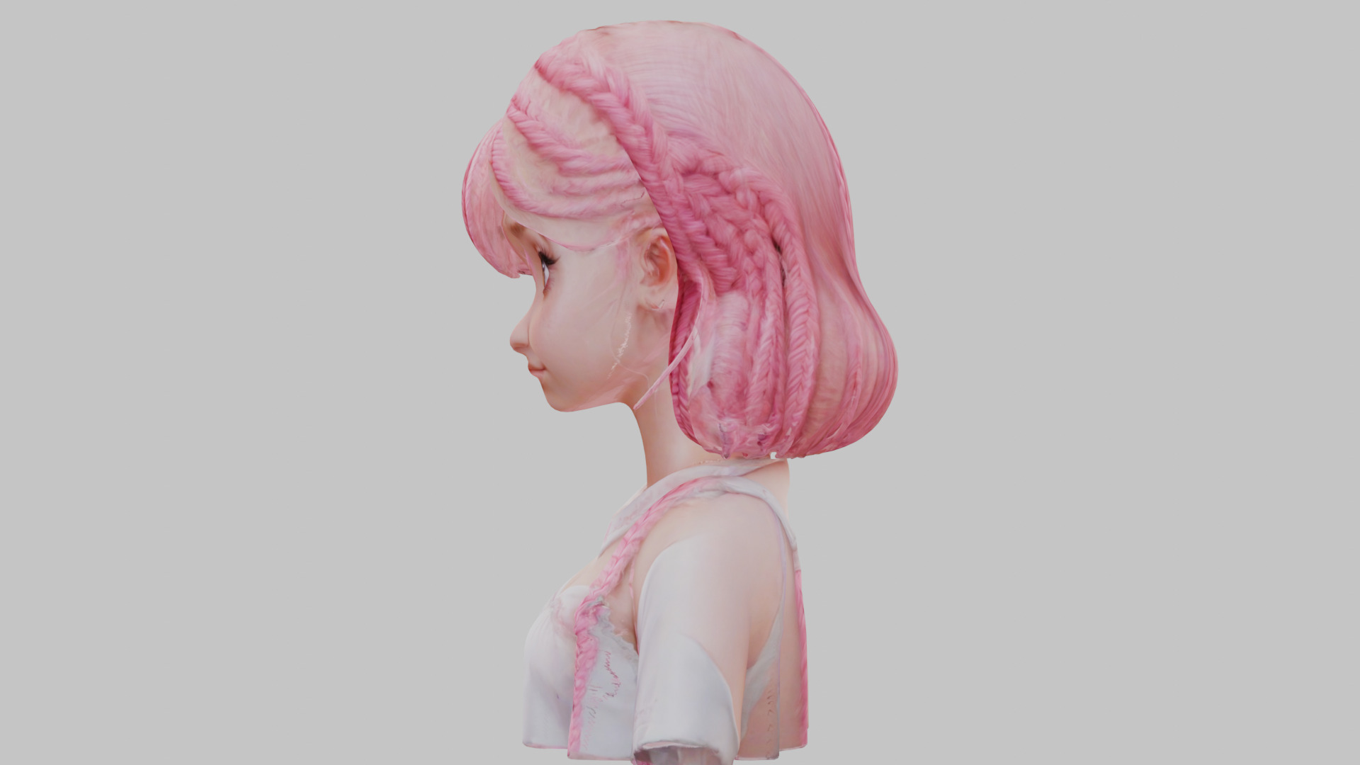 Child Anime Girl Realistic Head and Body Bust  2 Pack Low-poly 3D model_21