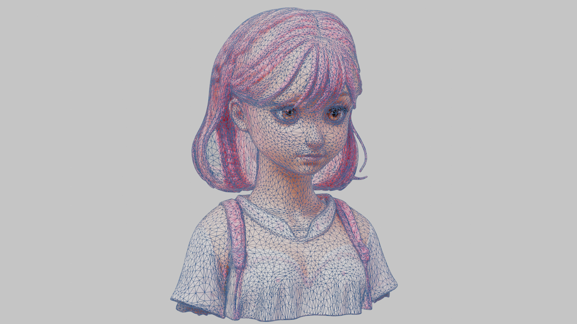 Child Anime Girl Realistic Head and Body Bust  2 Pack Low-poly 3D model_50