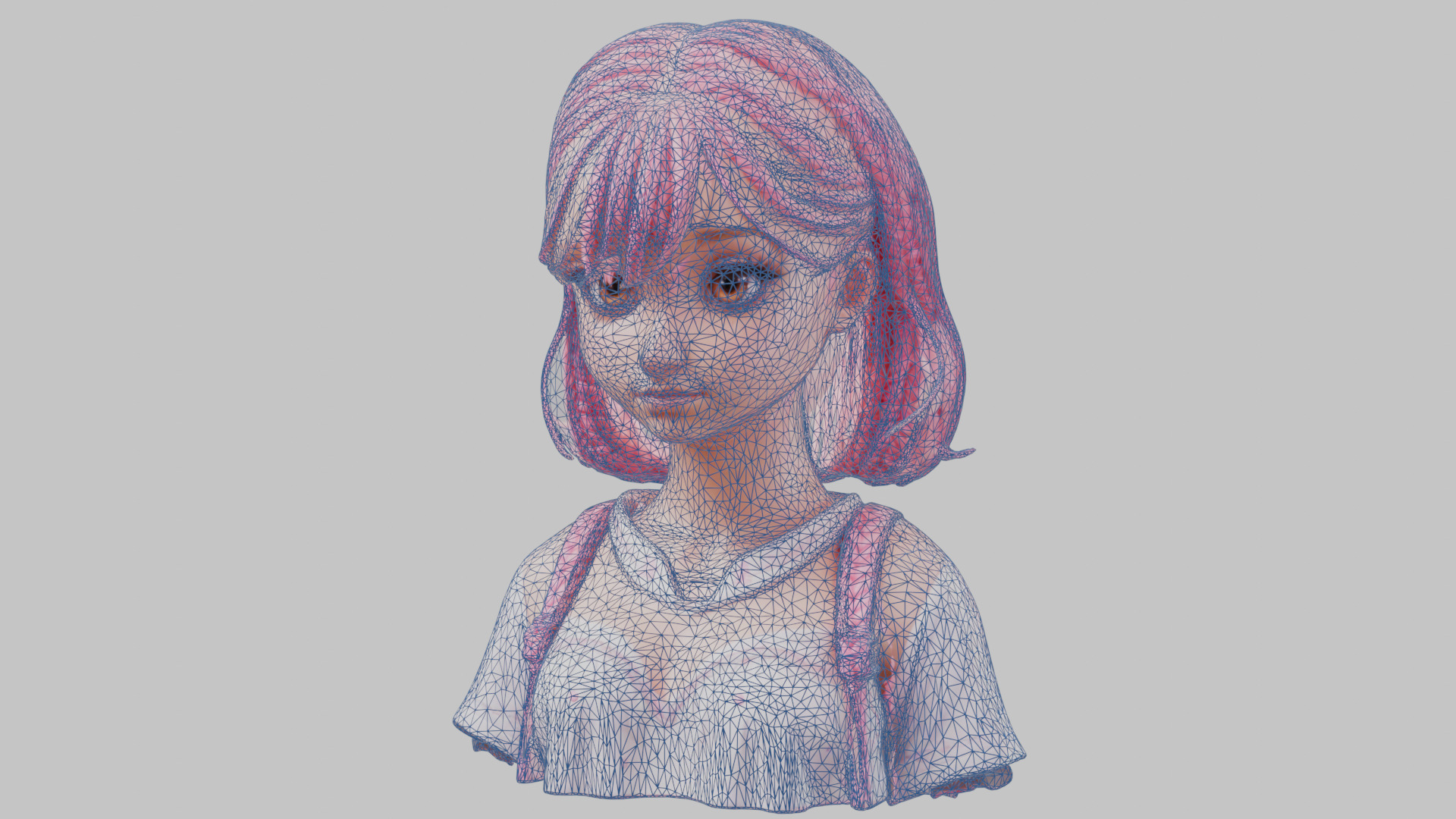 Child Anime Girl Realistic Head and Body Bust  2 Pack Low-poly 3D model_64