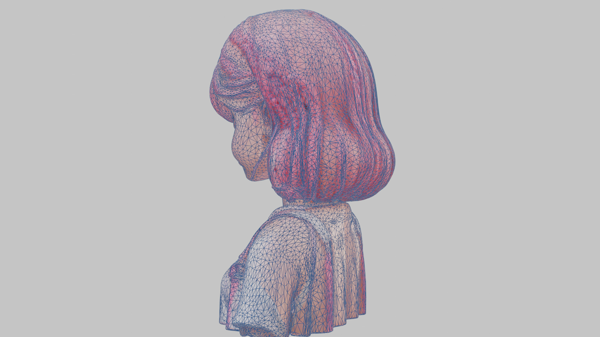 Child Anime Girl Realistic Head and Body Bust  2 Pack Low-poly 3D model_60