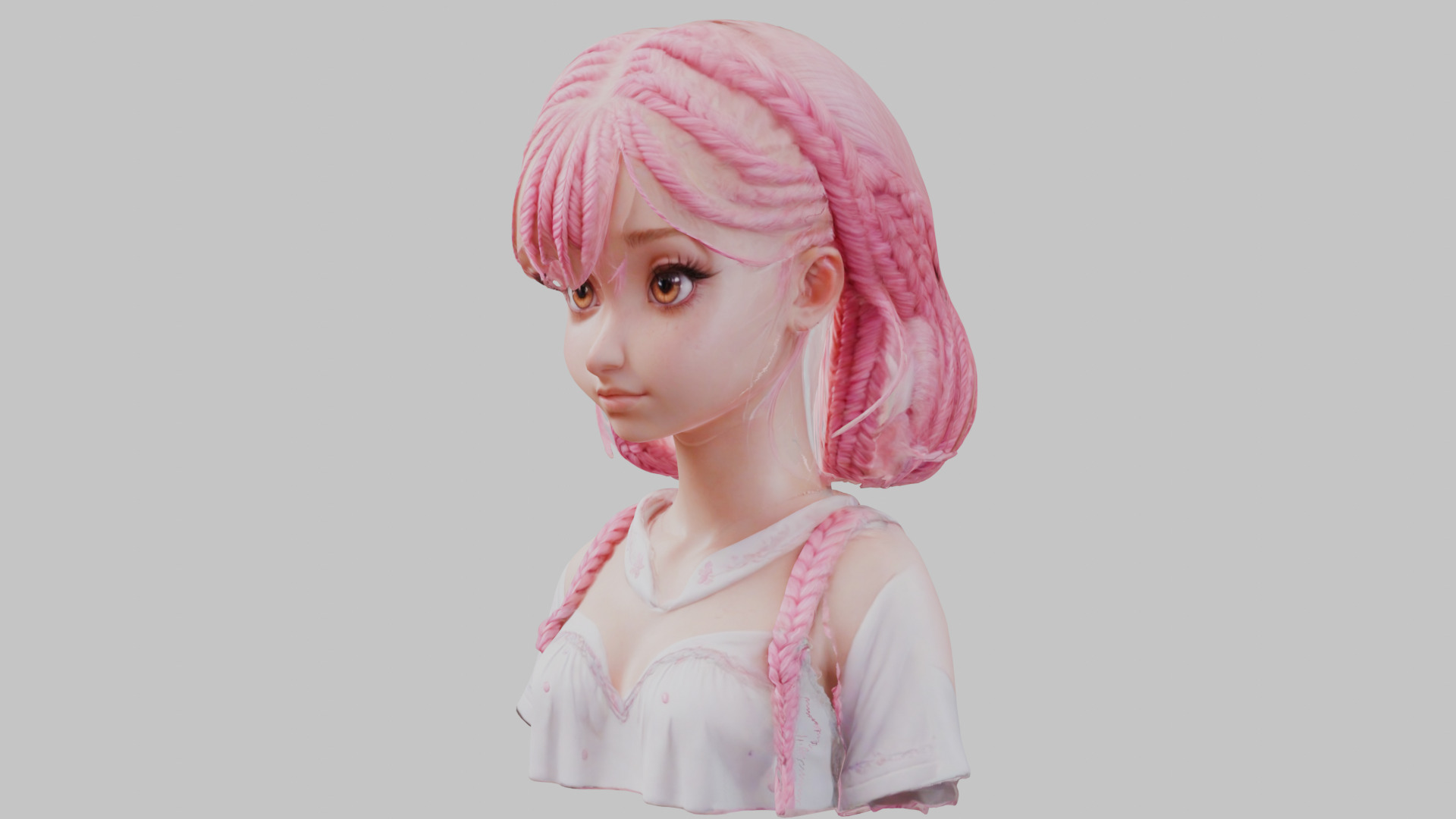 Child Anime Girl Realistic Head and Body Bust  2 Pack Low-poly 3D model_23