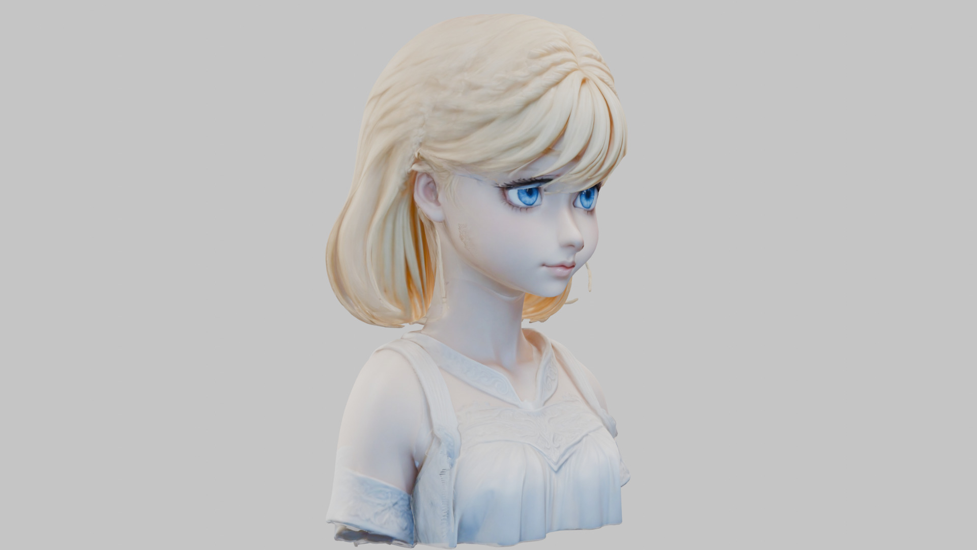 Child Anime Girl Realistic Head and Body Bust  2 Pack Low-poly 3D model_10