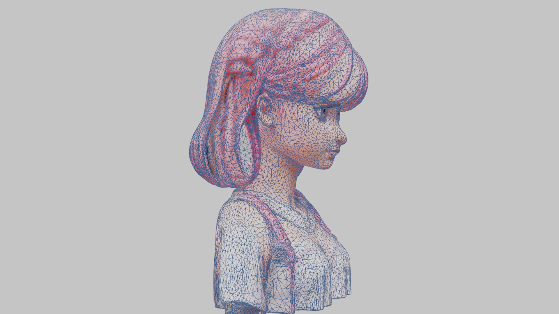 Child Anime Girl Realistic Head and Body Bust  2 Pack Low-poly 3D model_52