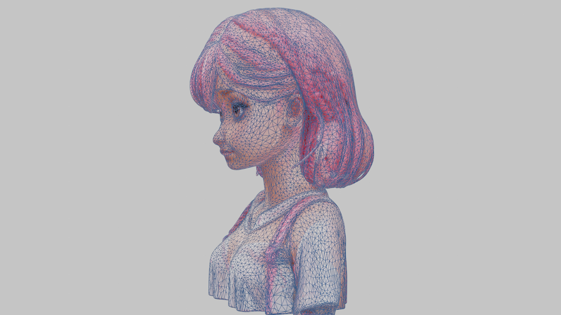 Child Anime Girl Realistic Head and Body Bust  2 Pack Low-poly 3D model_62