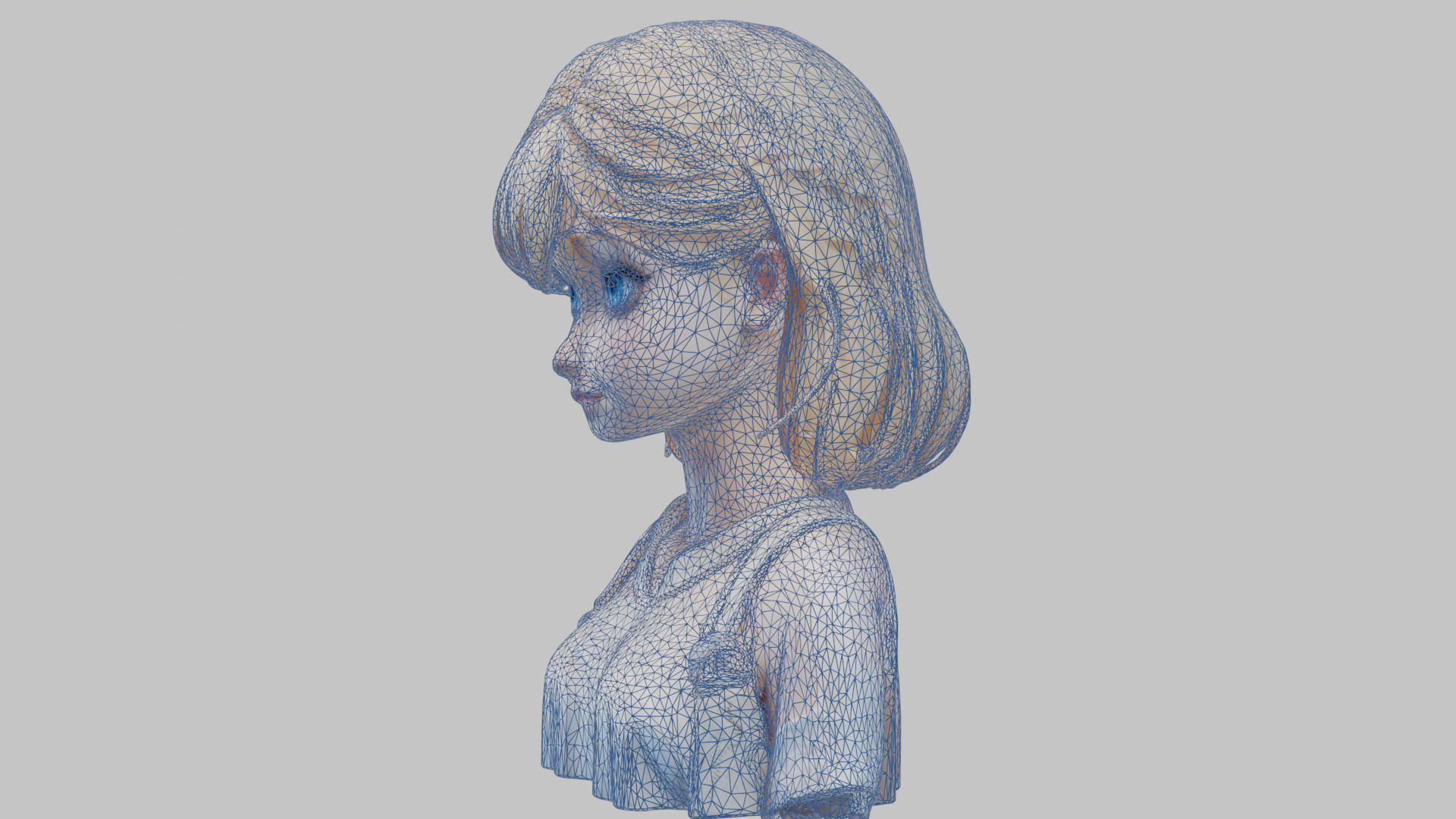 Child Anime Girl Realistic Head and Body Bust  2 Pack Low-poly 3D model_46