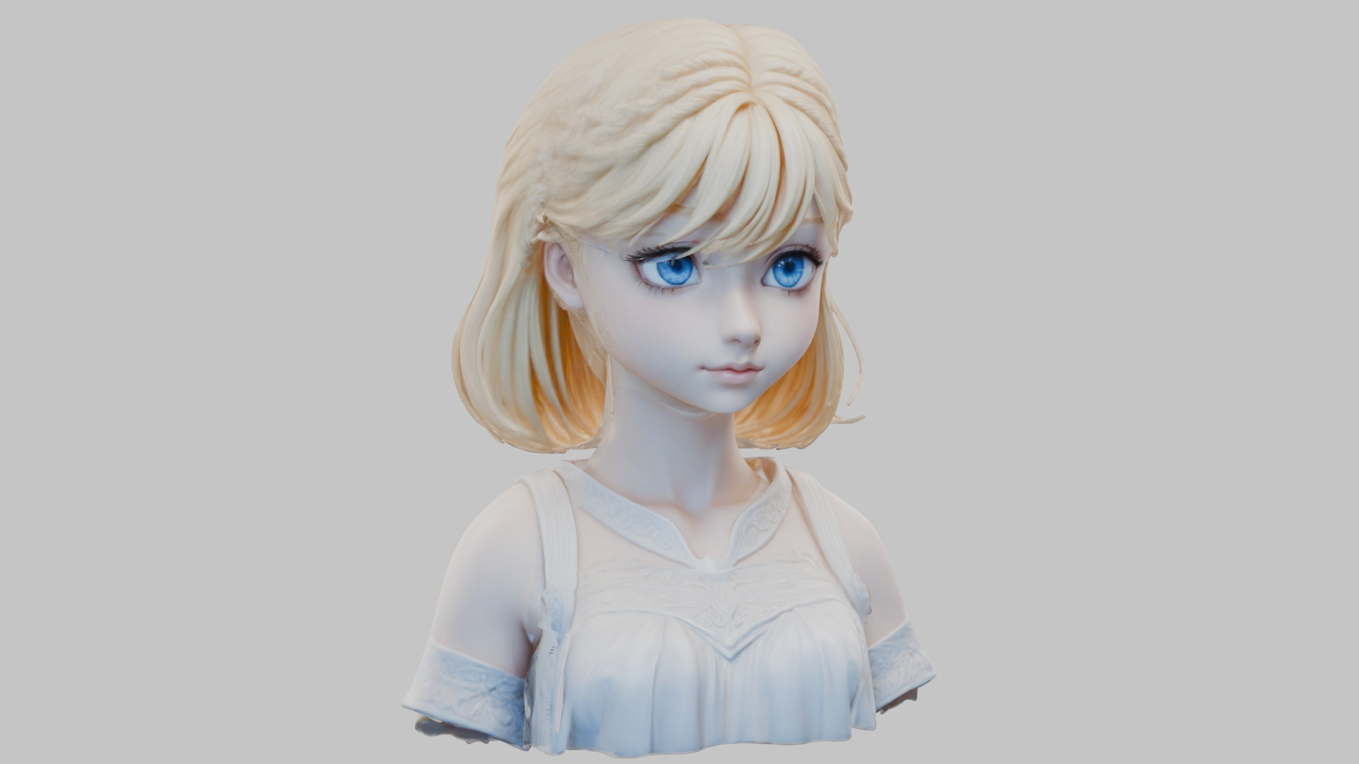 Child Anime Girl Realistic Head and Body Bust  2 Pack Low-poly 3D model_9