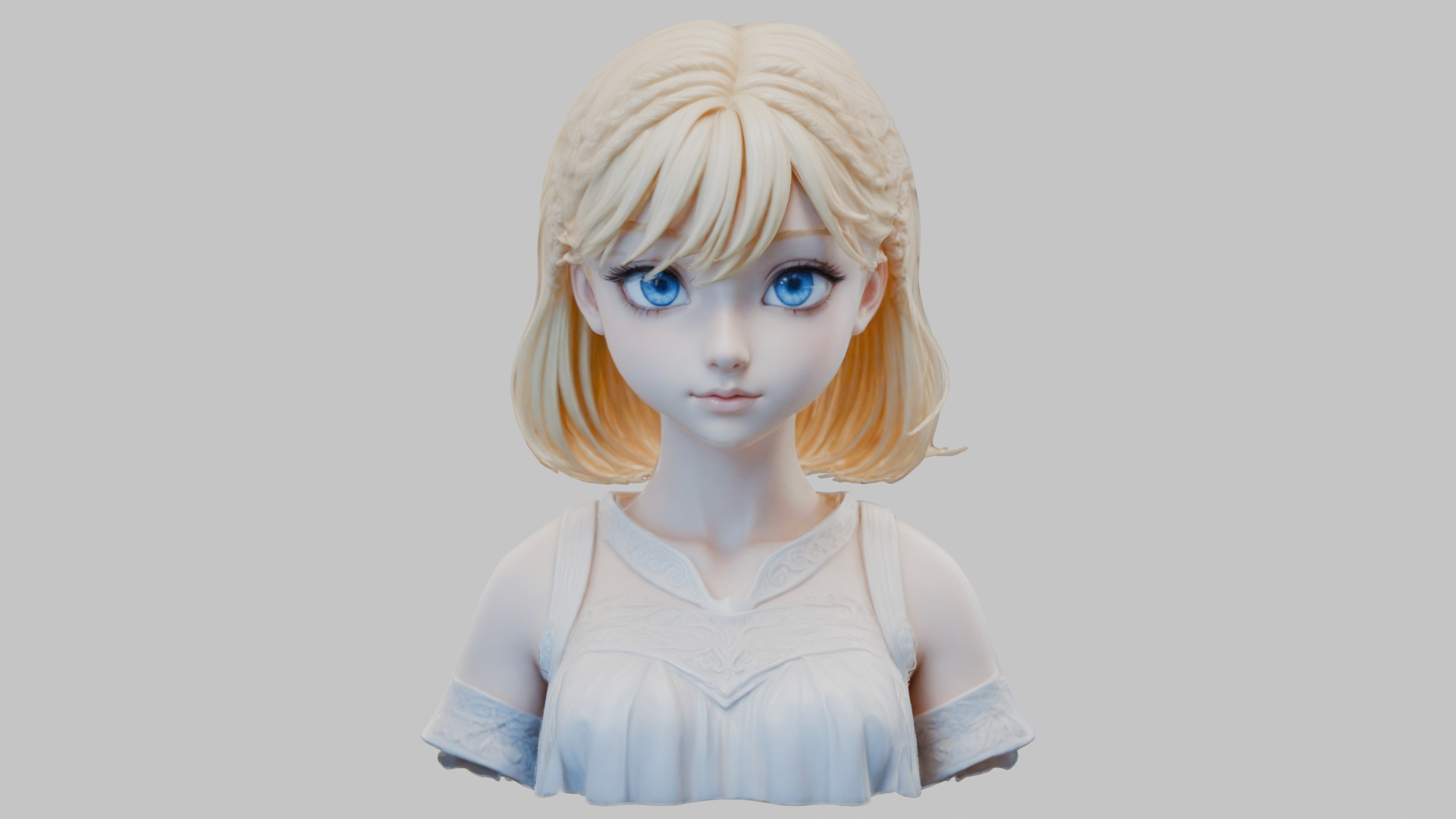 Child Anime Girl Realistic Head and Body Bust  2 Pack Low-poly 3D model_1