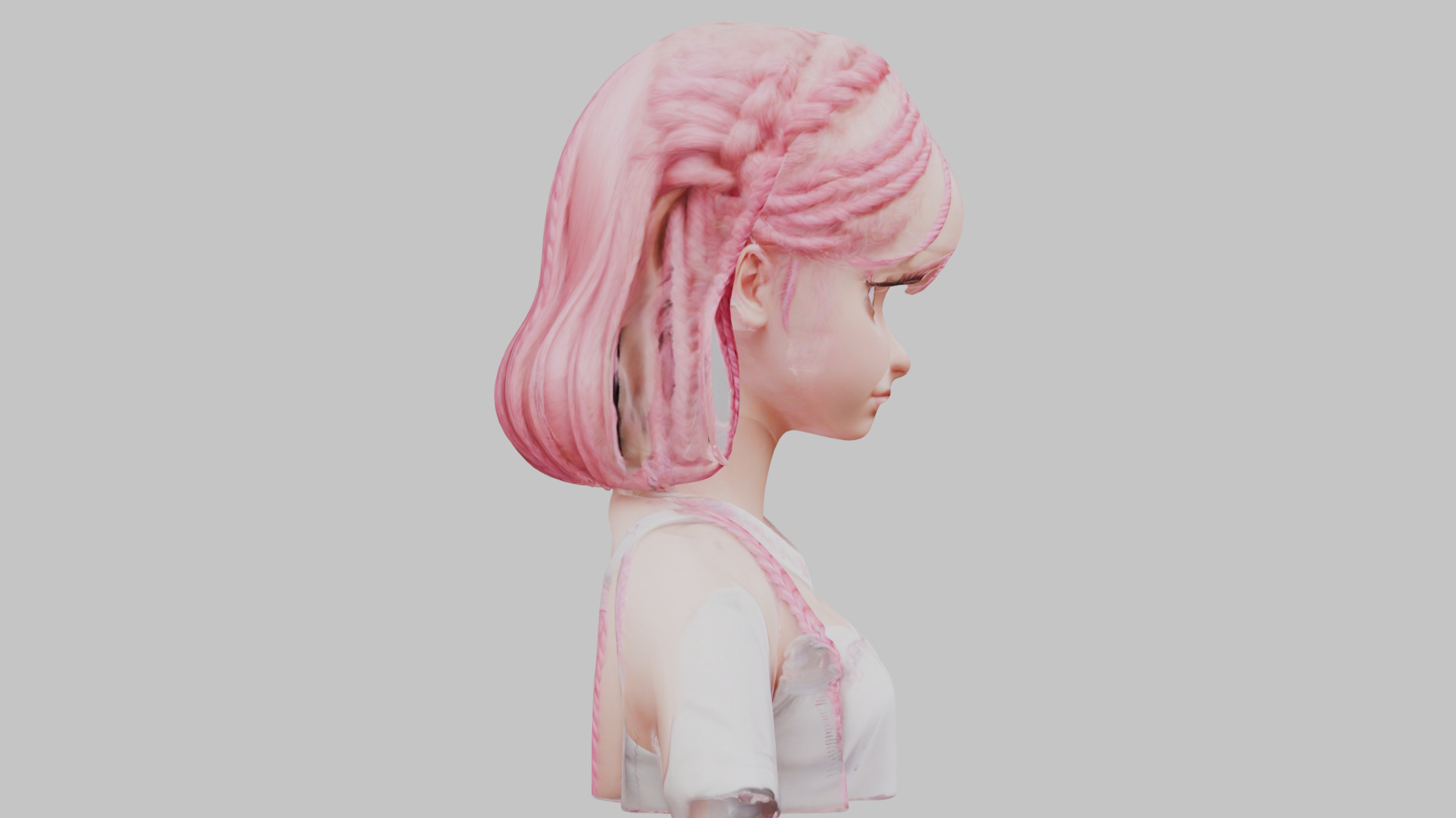 Child Anime Girl Realistic Head and Body Bust  2 Pack Low-poly 3D model_28