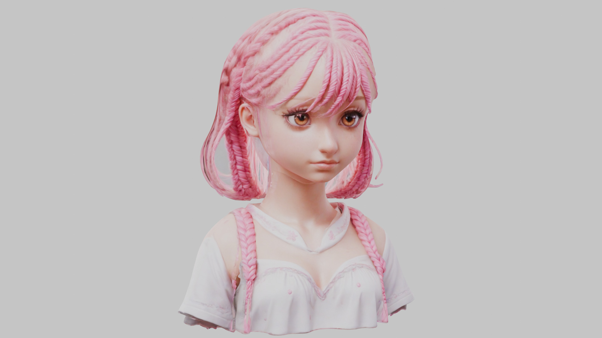 Child Anime Girl Realistic Head and Body Bust  2 Pack Low-poly 3D model_25