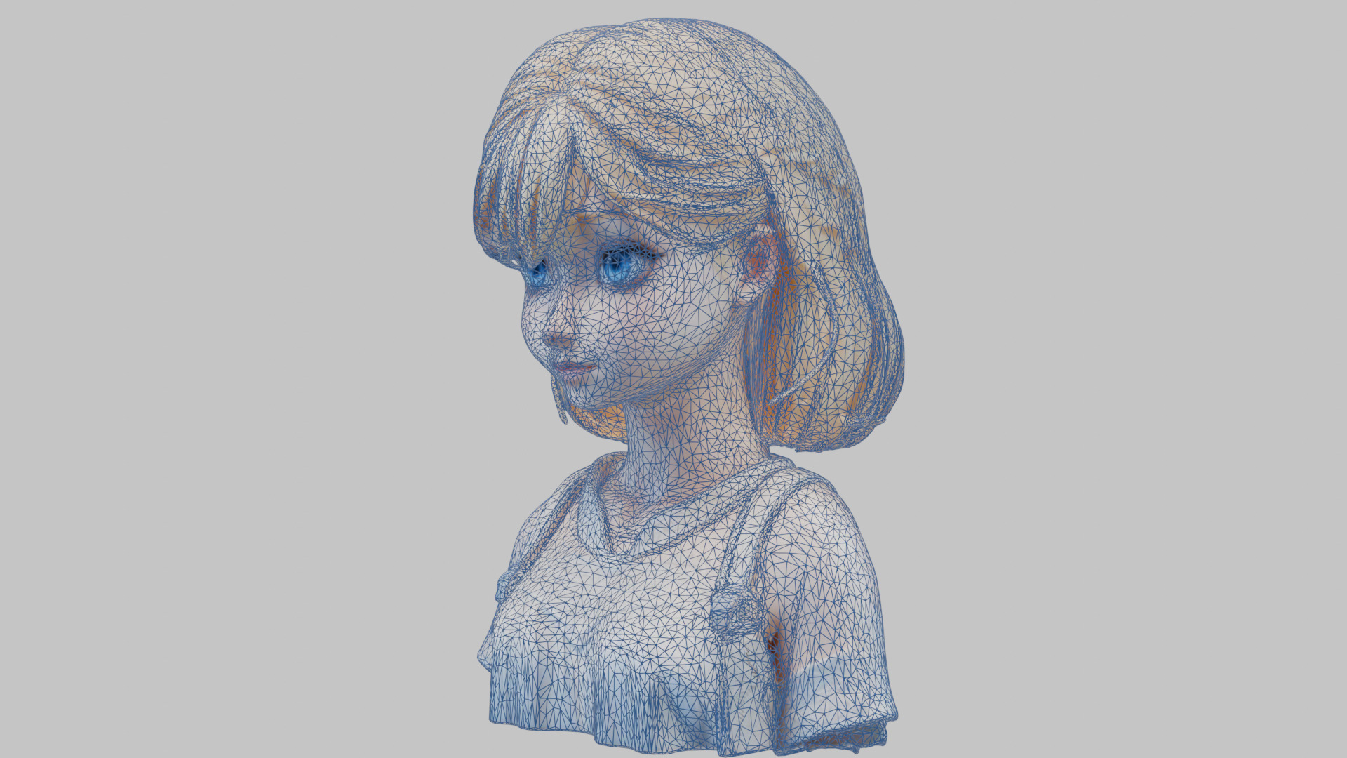 Child Anime Girl Realistic Head and Body Bust  2 Pack Low-poly 3D model_47