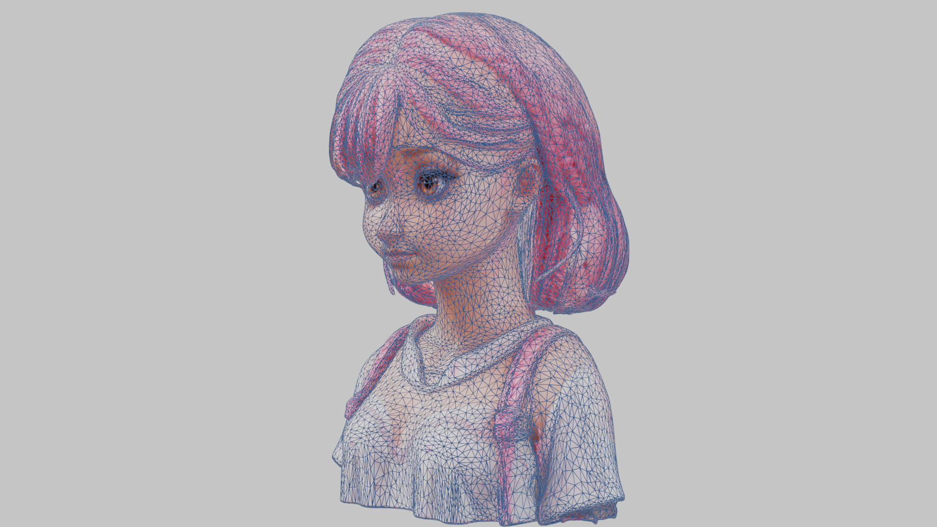 Child Anime Girl Realistic Head and Body Bust  2 Pack Low-poly 3D model_63