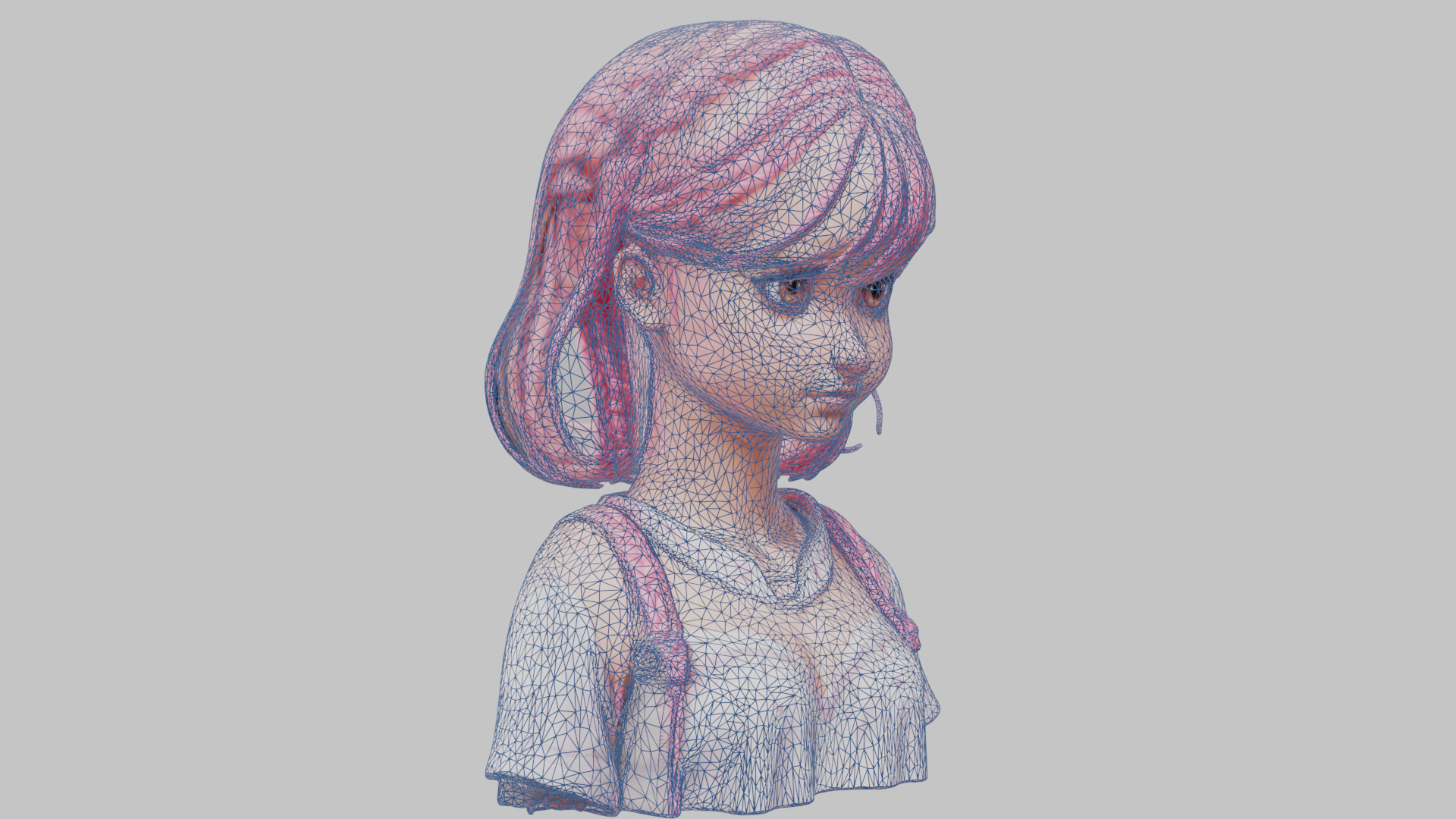 Child Anime Girl Realistic Head and Body Bust  2 Pack Low-poly 3D model_51