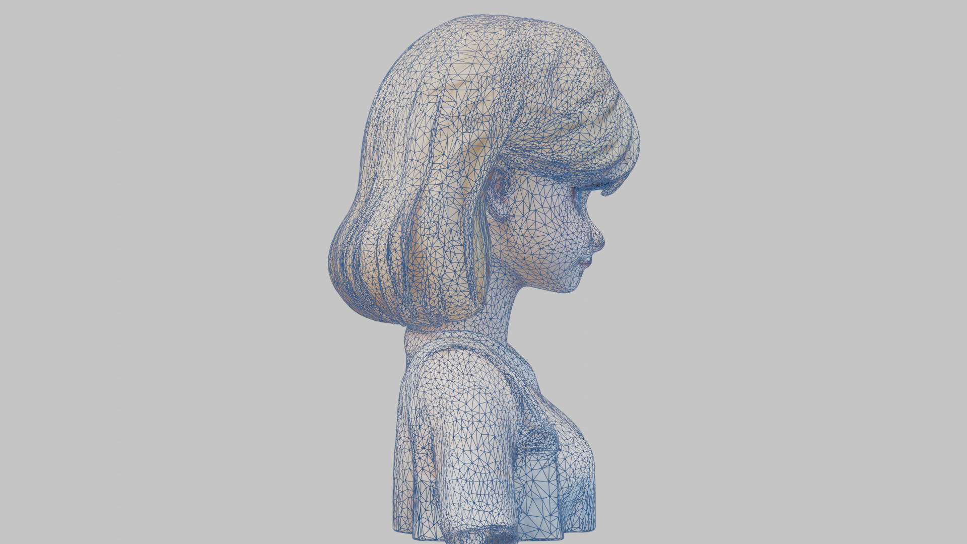 Child Anime Girl Realistic Head and Body Bust  2 Pack Low-poly 3D model_37