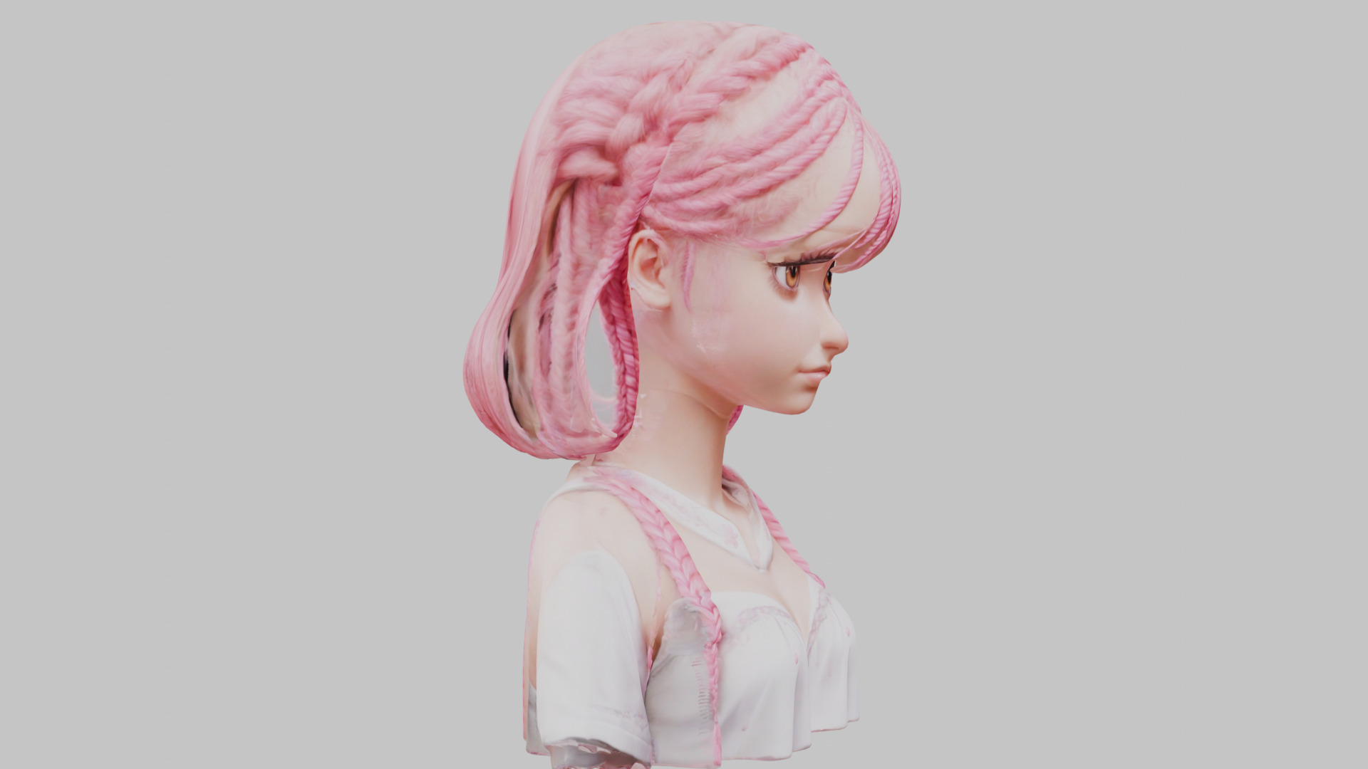 Child Anime Girl Realistic Head and Body Bust  2 Pack Low-poly 3D model_27