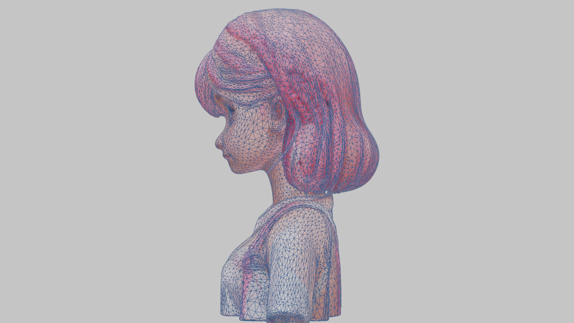 Child Anime Girl Realistic Head and Body Bust  2 Pack Low-poly 3D model_61